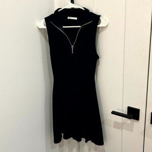 ZARA Black Sleeveless A-Line Zip Mini Dress - Size L